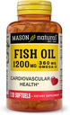 MASON NATURAL Fish Oil 1,200 mg Omega-3 360 mg - Hälsosamt hjärta, stöder cirkulationsfunktion, förbättrad hjärt-kärlhälsa, 120 Softgels