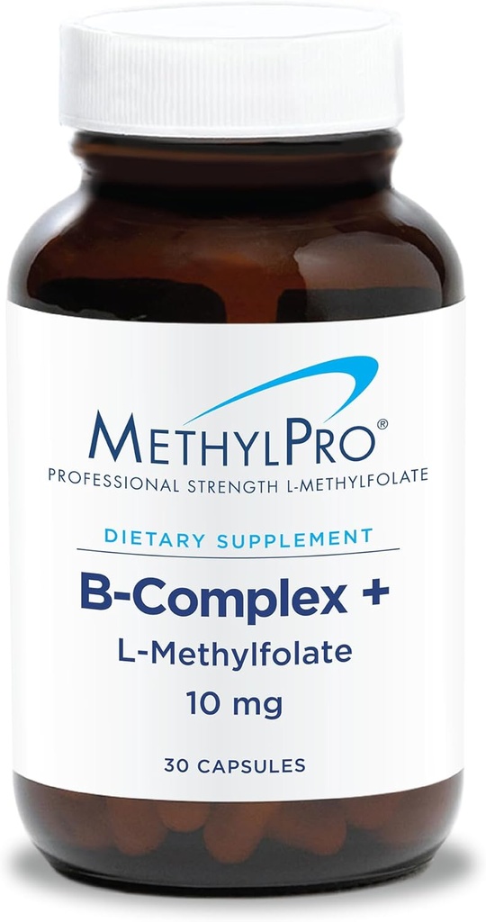 MetilPro B-Complex + L-metilfolāts 10 mg - metilēts B vitamīna komplekss sievietēm un vīriešiem, šūnu enerģijas nesējs ar folātu, niacīnu un biotīnu, VIT B papildinājums - 30 Vegan kapsulas