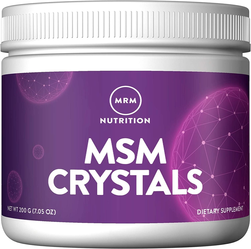 MRM Ernæring MSM Crystals ren biotilgjengelig svovelpulver for felles helse, hår, hud og negler støtte | Vegansk krystall Supplement | 200