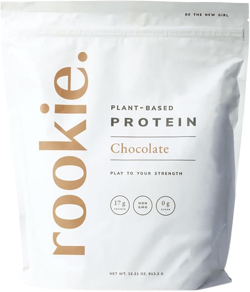 Rookie Wellness Plant-Based Probiotic Protein - Organic Pea Protein Powder with Complete Amino Acid Profile, Gut-Healthy Prebiotics & Probiotics, & Over 25 Vitamins & Minerals (30 porcións, chocolate)