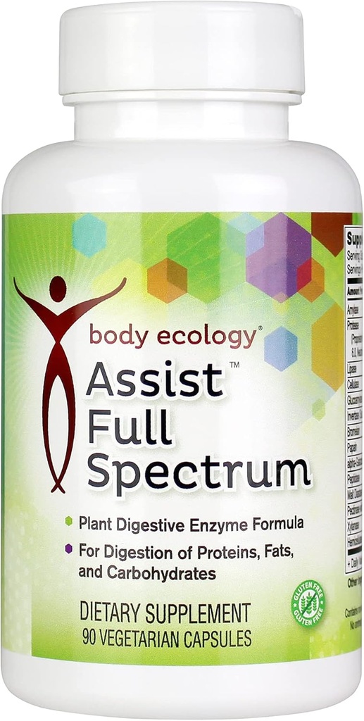Body Ecology Assist Full Spectrum Enzimes - 124; Plant Digestive Enzimation Supplement - 124; Health Digestion and Absorbs Nutritents - 124; 90 Vegetáriánus Count