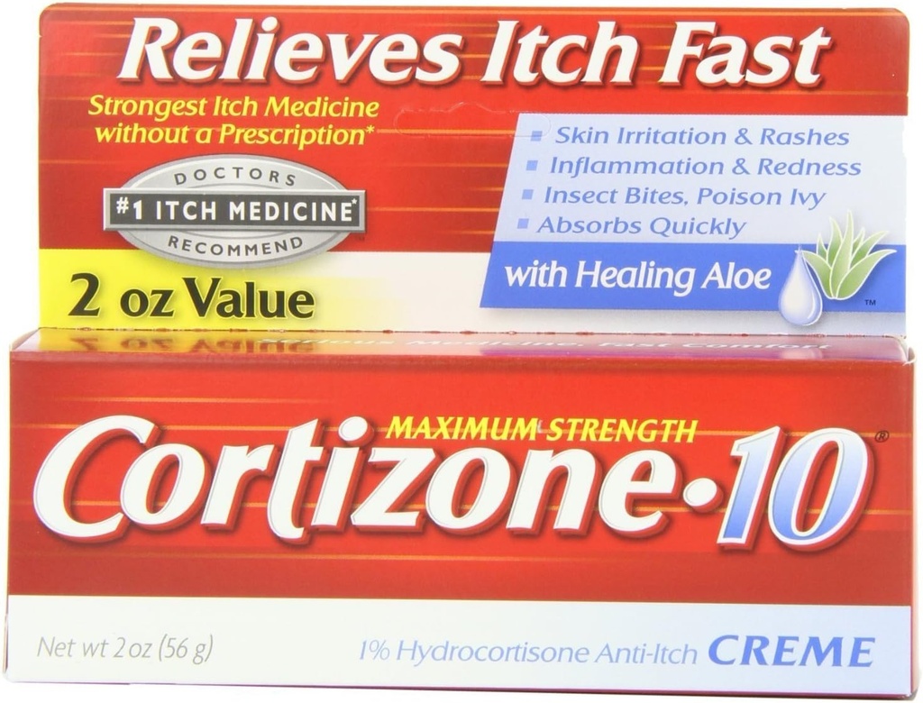 Cortizone-10 Anti-Itch Creme with healing Aloe Maximum Strength, 2 oz