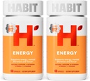 Habit Energy Supplement 2 Pack (120 Capsules) - 新外观,支持能量,精神警惕和焦点,天然咖啡因,维生素B&C,绿茶提取,Vegan,Non-GMO