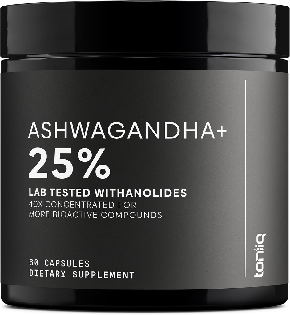 Ashwagandha - 超高潜力40:1 用25%Withanolides提取 - 印度的野生收获 - 高度集中和第三方实验室测试 - 60个卡普尔