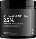 Ashwagandha - Alta potencia 40: 1 Extracto con 25% Withanolides - Wild Harvested in India - Altamente concentrado e laboratorio de terceiros probado - 60 cápsulas