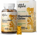 Wild & Organic Magazine Citritate Gummies 400 mg - Релаксиращи дъвчащи материали за спокойствие и настроение - Успокояваща магнезиева цитратна добавка - 60 Вегански, не-GMO Дъвки на прах