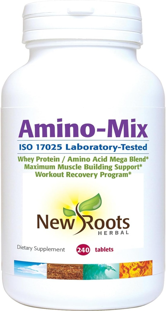 NEW ROOTS HERBAL Amino-Mix Supplement | Branched-Chain Amino Acids (BCAAs) - 240 Capsules