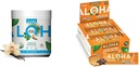 ALOHA Organic Plant- Based Protein Powder Vanilla 19.6oz, Protein Bars Burák Chocolate Chip 1.98oz Pack of 12 Bundle
