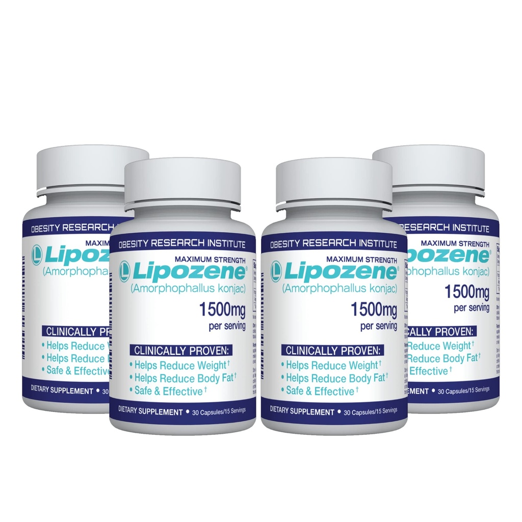 Lipozene Diet Pills - Weight Loss Supplement - 4 Bottles of 30 Capsules Each, a Total of 120 Capsules!