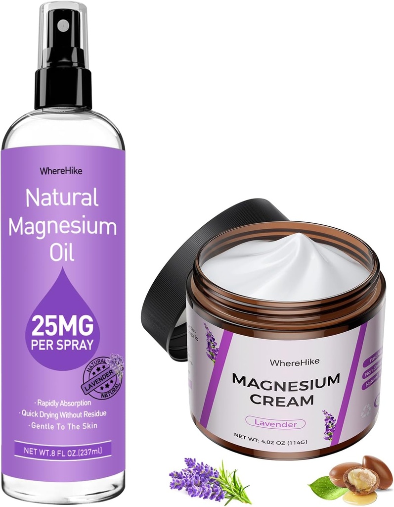 Topical Magnesium Lotion&Spray for Leg Cramps and Sleep,Nighttime Magnesium Cream for Pain,Muscle Relax,Calm,Deep Hydration for Body & Skin Care - Naturale e sicuro per i bambini