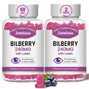 2 Pack Lutein Gummmies Eye Health Supplement for Adults, Lutein & Zeaxanthin Supplements Eye Vitamins Gummies, Bilberry with Lutein for Promoting Eye & Vision - 120 Gummies