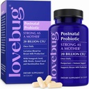 Probióticos postnatais de Lovebug - 20 Billion CFUs Multi Strain for Breastfeeding - con Fenugreek, Milk Thistle & Fennel, apoia o leite de mama e a saúde Gut, Postpartum Essentials, 30 cápsulas