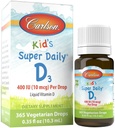 Carlson - Kid's Super Daily D3, Vitamin D Drops for Kids, 400 IU per drop, 1-Year Supply, Heart & Immune Health, Vegetarian, Liquid Vitamin D Drops, Unflavored, 365 drops