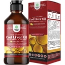 Icelandic Wild Caught Cod Liver Oil Liquid - Fish Oil Drops with Omega 3, EPA, DHA, Vitamin D & A - Liquid Cod Liver Supplement for Heart, Joint, Brain & Immune Support - 8 Fl Oz