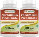 Mejores Naturales Chromium Picolinate 1000 mcg 120 Tablas (120 Cuenta (Pack de 2))