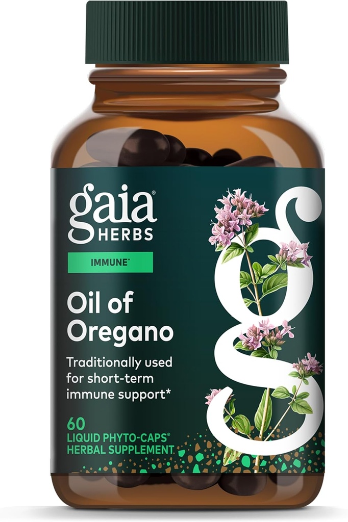 Gaia Herbs Öl von Oregano - Immun- & Antioxidans Support Supplement - mit Oregano Öl, Carvacrol & Thymol* - 60 Vegan Liquid Phyto-Capsules (30-Day Supply)