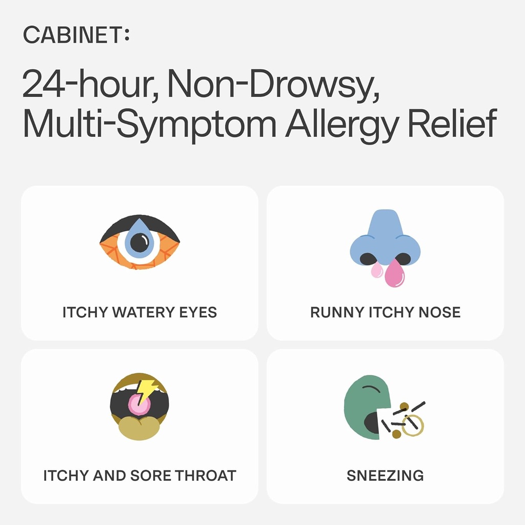 Cabinet: Fexofenadine Hcl 180mg Allergy Relief Tablets | Non-Drowsy Antihistamine for Indoor & Outdoor HSA/FSA (Aluminum - 30 Count)