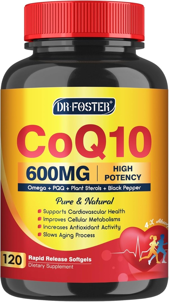 CoQ10 600 мг Софтгельс CoQ10 Дополнение - CQ10 Коэнзим-Q10 с Омега 3 & PQQ & Витамин Е, CoQ10 400 мг Софтгельс, 60 Подача