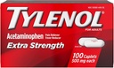 TYLENOL Extra Strength Pain Reliever " Fever Reducer 500 mg, Caplets 100 ea Pack of 2