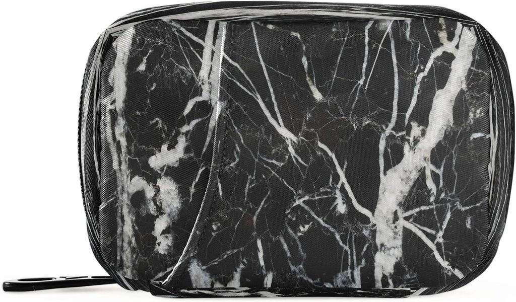 Black and White Marble Pill Box 7 Day Pill Case Travel Pill Productionser Bag with Zipper Portable Weekly Case Index קומפקטי עבור תוסף ויטמין Holder