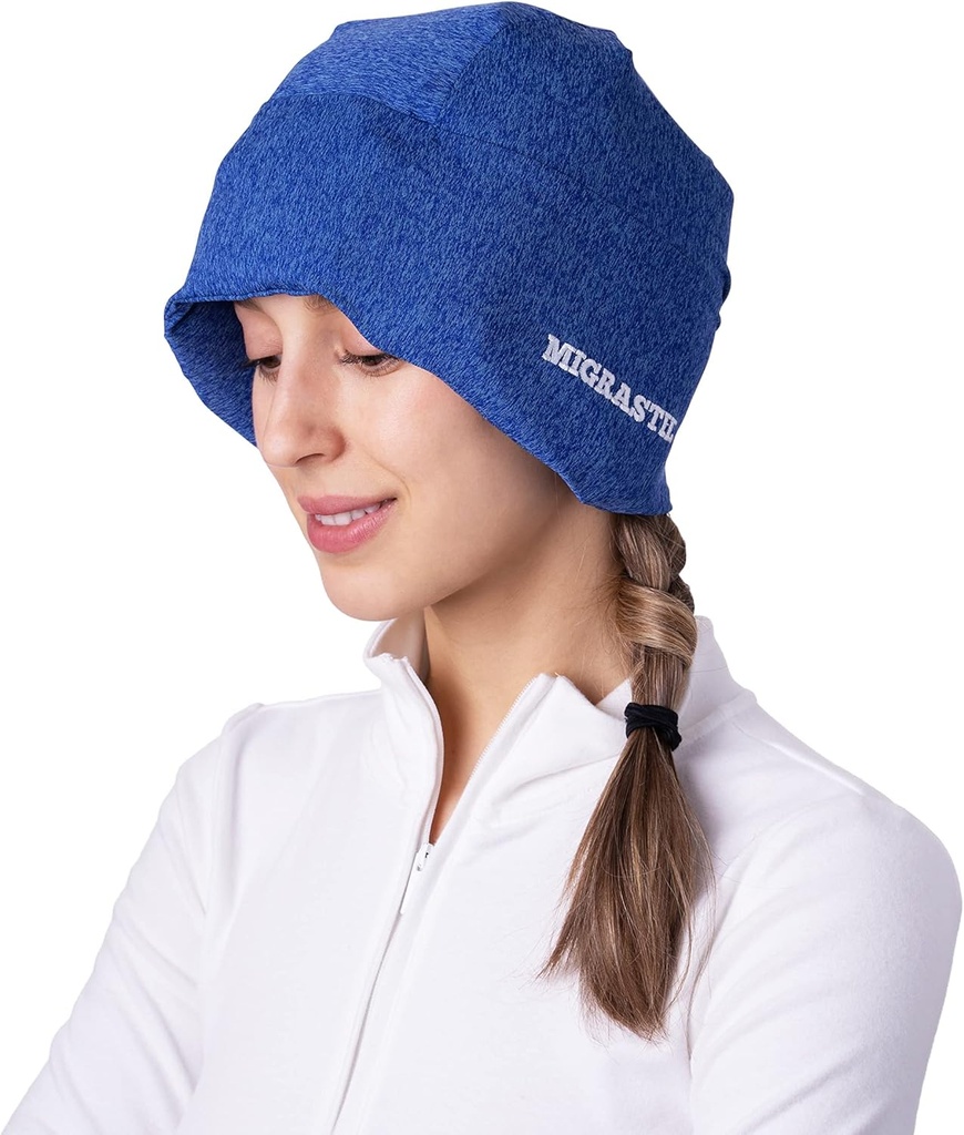 Migrastil MigraFreeze Deluxe Headache & Migraine Hat. Soft, Flexible Cooling Gel Cap para homes e mulleres. Forma Fitting Ice Pack e Head Wrap con Zippered Storage Bag