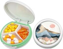 Serfeymi Small Pill Box - 3 Compartments Portable Pill Box för Purse Pocket, Compact Mini Travel Pill Case - Lämplig för medicin, vitamin, fiskolja, tillskott - Vit (Mountain Sunrise)