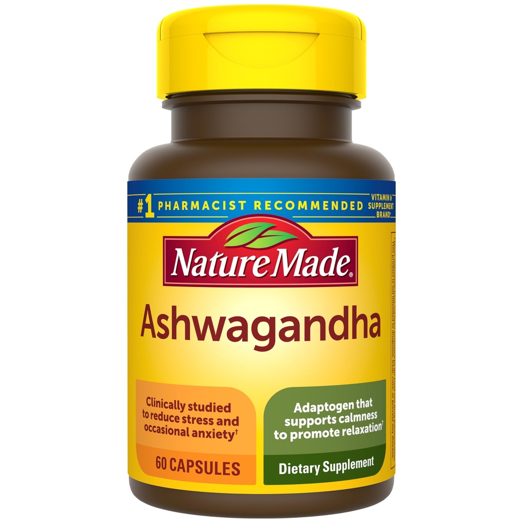 Nature Made Ashwagandha Capsules 125mg for Stress Support, Ashwagandha Supplements, 60 Capsules, 60 Day Supply