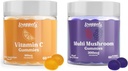 Droppels Multi Mushroom & ויטמין C Gummies Bundle | תוספי תמיכה טבעונית Immune | Mushroom Extractors with Reishi, Lion's Mane, Chaga & More + 180 מ"ג ויטמין C