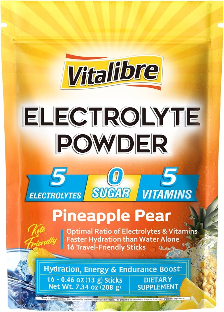 Eletrólitos em pó Pacotes de Magnésio, Potássio, Sódio, Vitamina C para Hidratação Rápida