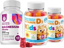 Vitamin D Gummies för barn & vuxna 2000 IE och Magnesium Gummies - Hälsosam vitamin D3 Supplements 1000IU - Vegetarisk Gelatin-Free Immune Support med Sugar-Free Magnesium Calm Chews för barn & vuxna
