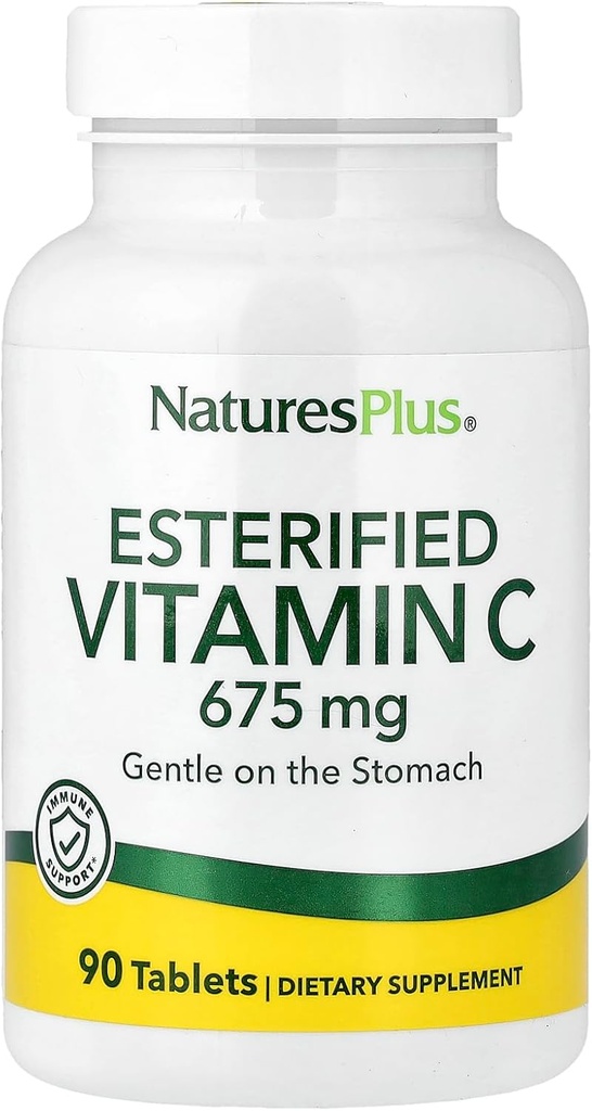 NaturesPlus Esterified ויטמין C - 675 מ"ג, 90 טבליות - Gentle on the Stomach - Vegetarian, Gluten Free - 90 משרתים
