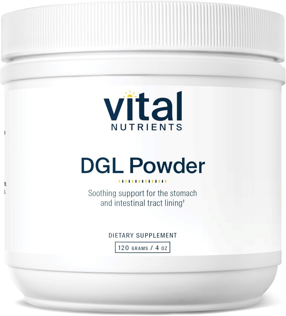 Vital Nutrients DGL Miltel ® 124; Vegan DGL Licencice Root Extract to Small Stomach Lining and Digestive Tract * ® 124; Gluten, Dairy, Soy Free ® 124; Non- GMO ® 124; 120g