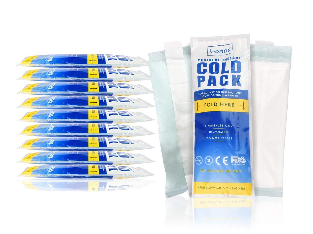 Instant Perineal Ice Packs for Postpartum | Adhesive Strip, 24 Pack | 2-in-1 Instant Perineal Ice Pack Pad with Adhesive Strip, Postpartum Pain & Swelling Relief. No Freezer Needed
