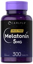 Carlyle Melatonin 5mg | 300 Tablets | Drug Free Supplement | Vegetarian, Non-GMO, Gluten Free