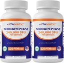 Vitamatisk serrapeptase 240.000 SPU Serveringer, 120 forsinkede udløste kapsler - Enteric coated - Non- GMO- Made in The USA (120 Greve (pakke med 2))