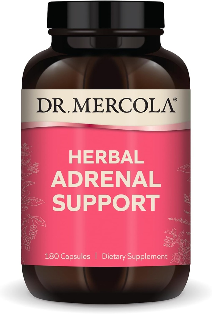 Dr. Mercola Herbal Adrenal Support, 90 Servings (180 capsule), Supliment alimentar, Mood and Stress Management, Non-GMO