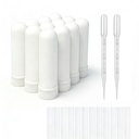 12 Sets Essential Oil Aromatherapy Tubes Inhaler Sticks Blank Nasal Inhalers(12 Complete Sticks) + 2 Polyethylene Pipette Droppers