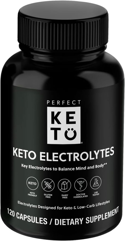 Perfecte, Keto Electrolytes Capules, Guten Free, Electrolyte suplementari amb Magnesi, Calci, Potasti i Sydration, Energia, recuperació i suport de l'Immune, Uniflared, 120 Servs