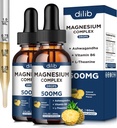 Magnesium Glycinate Liquid Drops 500mg - Triple Magnesium Suplement with Citrate, Malate, Ashwagandha, L- Theanine, Vitamin B6 for Sleep, Stress Relief, Muscle, Pineapple Flavor 4 Fl Oz
