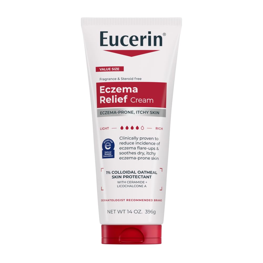 Eucerina Eczema Relief Body Cream, Eczema Cream cu fulgi de ovăz coloidal, Ceramidă-3 și extract de rădăcină de lemn dulce, 14 Tub Oz