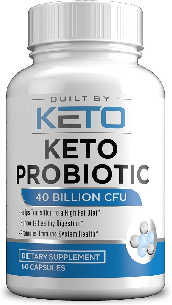 Keto Probiotika med Prebiotic - Fordøjelsesmiddel & Gut Sundhed - Understøtter lejlighedsvis Forstoppelse, Diarré, Gas & Bloating - Probiotika til kvinder & mænd - Ketogent Diet Probiotika - 60 kapsler