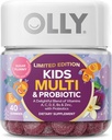 OLLY Kids Multivitamin & Probiotic, Begrenset utgave, Digestiv støtte, vitaminer A, D, C, E, B, Sink, Chewable Supplement, Sukker Plummy - 40ct