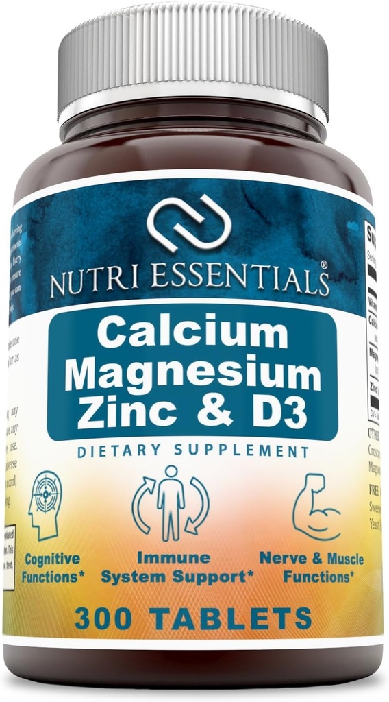 Calcium Magnesium Zync + วิตามิน D3 Tablets- Profiles base & Teth, รองรับ Nerve & Businal * (300 เคานต์)