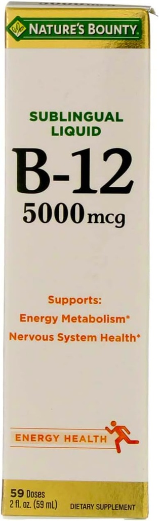 Nature's Bounty B-12 5000 mcg Sublingual Liquid Energy Health 2 oz (pakket van 4)