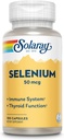 Solaray Selenium 50 mcg, hälsosam immunsystem, sköldkörtelfunktion och antioxidantstöd, 100 kapslar