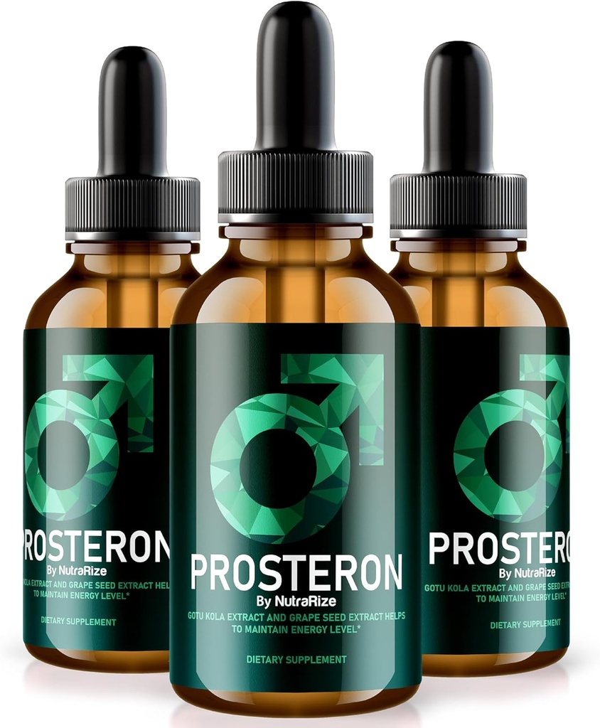 NutraRize (3 Pack) Prosteron Drops, All-Natural Prostate Health Supplement, Premium Vitamine om Gezonde Circulatie te ondersteunen, Officiële Prosteron Formule Reviews (90 Servings)