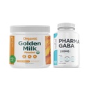 Teaviri Organic Golden Milk Powder dengan Vitamin D3 & K2 dan Pharma GABA Tambahan Bundle