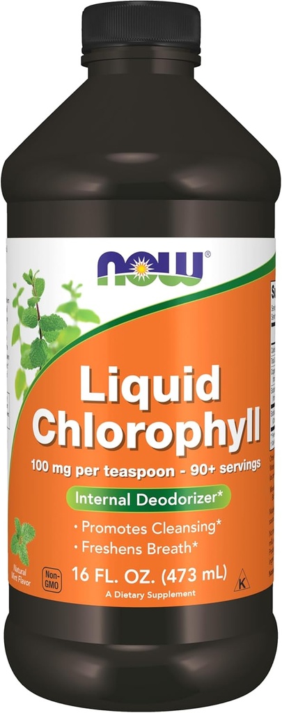 JETZT Nahrungsergänzungsmittel, flüssige Chlorophyll, Super Konzentrat, interner Deodorizer*,Boost Energy, Mint Flavor, 16-Ounce