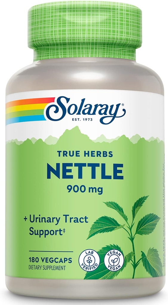SOLARAY Nettle Leaf 450mgy Kidney, Urinary i Proestatal uso tradicional ús per a la resposta de salut i la repirabilitat 180 CT