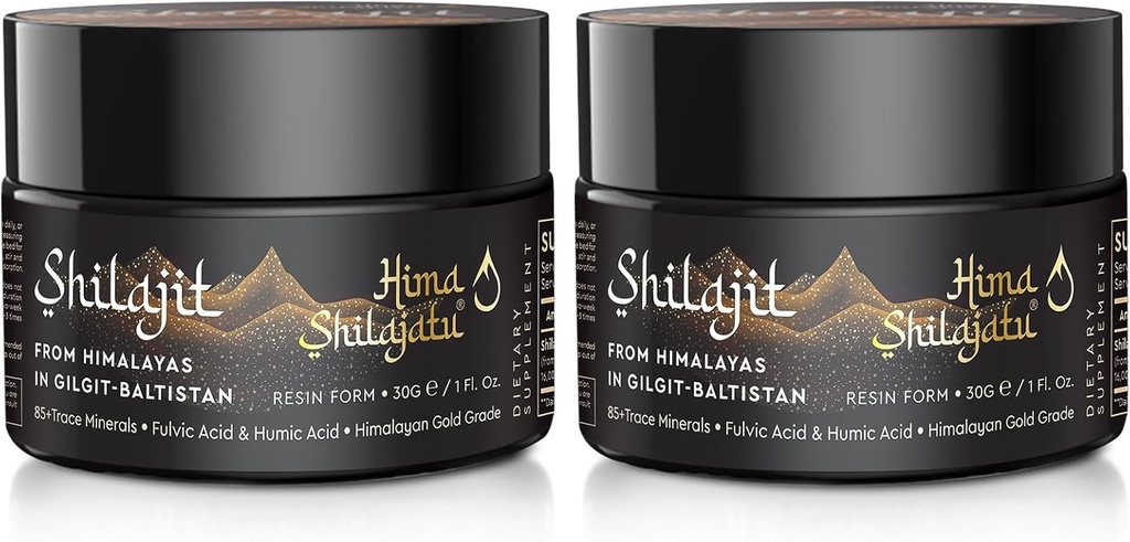 Shilajit Pure Himalayan Organic Shilajit Resin - Gold Grade 100% Puhtaus Shilajit Fulvic Acid & 85+ Trace Minerals Complex for Energy & Immuno Support, pakkaus 2 (4 kuukautta toimitus)
